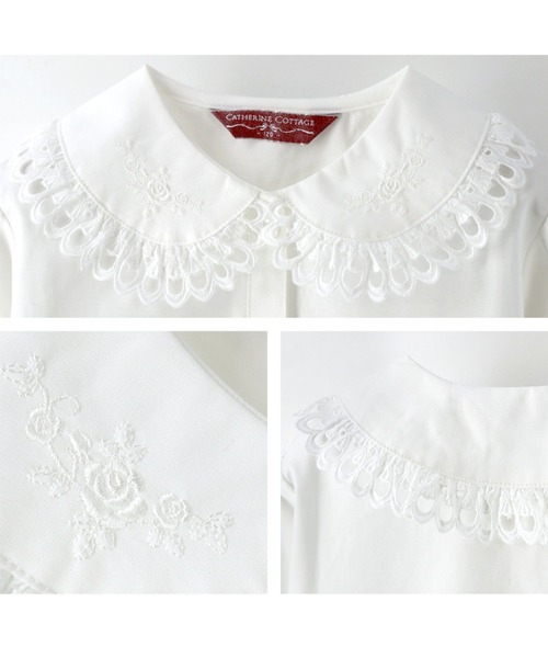 Catherine Cottage（キャサリンコテージ）の「日本製フォーマルレース衿半袖ブラウス（シャツ/ブラウス・キッズ・ホワイト系その他3/ホワイト系その他/ホワイト系その他2・140/100/110/120/130）」の10枚目の写真