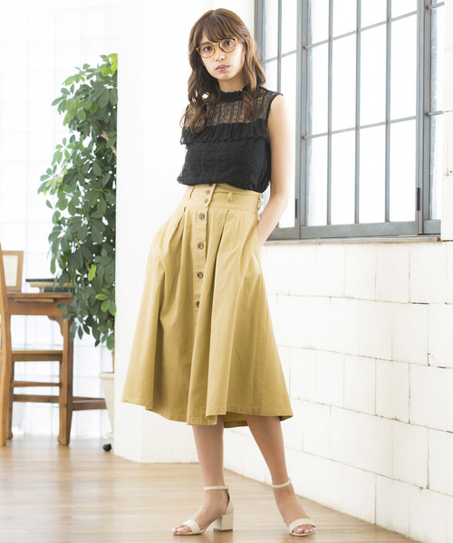 WEGO（ウィゴー）の「WEGO/レースハイネックフリルノースリーブTシャツ（タンクトップ・レディース・ホワイト/ブラック/ブラウン/ホワイト系その他/ブラック系その他・FREE）」の12枚目の写真