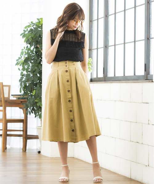 WEGO（ウィゴー）の「WEGO/レースハイネックフリルノースリーブTシャツ（タンクトップ・レディース・ホワイト/ブラック/ブラウン/ホワイト系その他/ブラック系その他・FREE）」の13枚目の写真