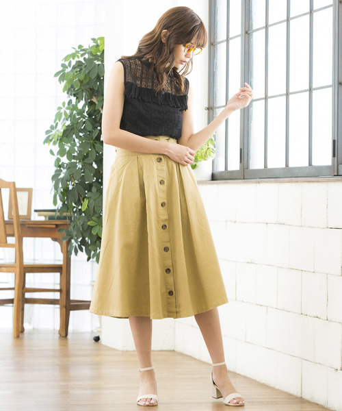 WEGO（ウィゴー）の「WEGO/レースハイネックフリルノースリーブTシャツ（タンクトップ・レディース・ホワイト/ブラック/ブラウン/ホワイト系その他/ブラック系その他・FREE）」の14枚目の写真