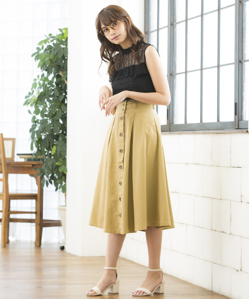 WEGO（ウィゴー）の「WEGO/レースハイネックフリルノースリーブTシャツ（タンクトップ・レディース・ホワイト/ブラック/ブラウン/ホワイト系その他/ブラック系その他・FREE）」の15枚目の写真