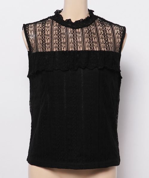 WEGO（ウィゴー）の「WEGO/レースハイネックフリルノースリーブTシャツ（タンクトップ・レディース・ホワイト/ブラック/ブラウン/ホワイト系その他/ブラック系その他・FREE）」の17枚目の写真