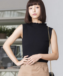 WEGO/フリルハイネックノースリーブニット