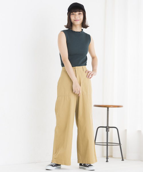 WEGO（ウィゴー）の「WEGO/フリルハイネックノースリーブニット（ニット/セーター・レディース・オフホワイト/ダークグリーン/ワイン/ダークオレンジ/マスタード/ブラック・FREE）」の22枚目の写真