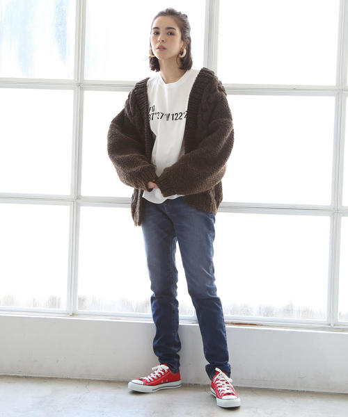 coen（コーエン）の「ハンドニットケーブルカーディガン（カーディガン/ボレロ・レディース・オフホワイト/ダークブラウン・FREE）」の17枚目の写真