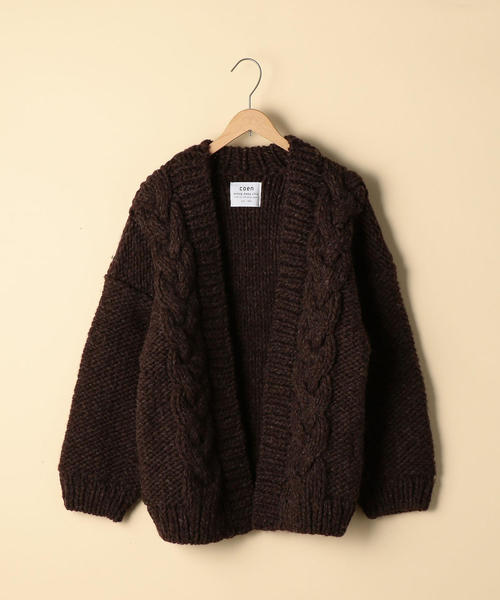 coen（コーエン）の「ハンドニットケーブルカーディガン（カーディガン/ボレロ・レディース・オフホワイト/ダークブラウン・FREE）」の11枚目の写真