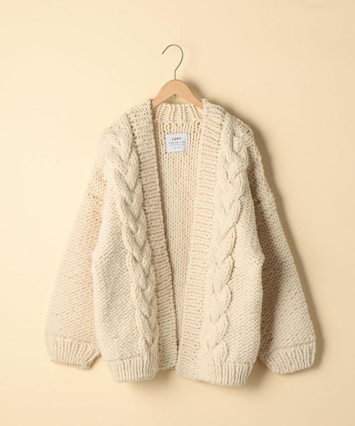coen（コーエン）の「ハンドニットケーブルカーディガン（カーディガン/ボレロ・レディース・オフホワイト/ダークブラウン・FREE）」の10枚目の写真