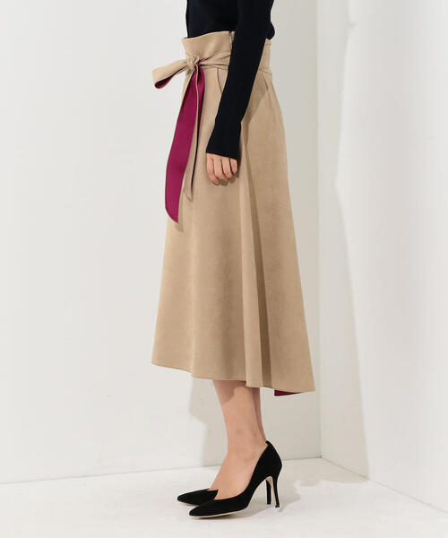 Jewel Changes（ジュエルチェンジズ）の「CS スウェードライク ボンディングスカート（スカート・レディース・ダークブラウン/ベージュ/マスタード・34/36/38）」の18枚目の写真