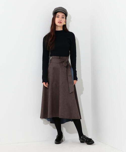 Jewel Changes（ジュエルチェンジズ）の「CS スウェードライク ボンディングスカート（スカート・レディース・ダークブラウン/ベージュ/マスタード・34/36/38）」の7枚目の写真