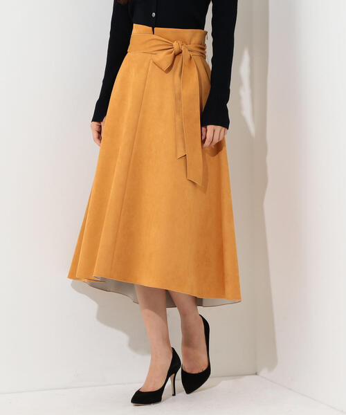 Jewel Changes（ジュエルチェンジズ）の「CS スウェードライク ボンディングスカート（スカート・レディース・ダークブラウン/ベージュ/マスタード・34/36/38）」の9枚目の写真
