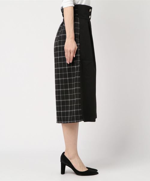 STYLEBLOCK（スタイルブロック）の「ツイル×ステッチチェックミモレ丈スカート（スカート・レディース・ブラック/ダークグレー/ネイビー・M）」の5枚目の写真