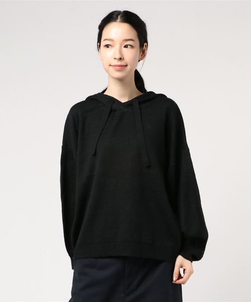 KOBE LETTUCE（コウベレタス）の「ボリュームスリーブドロップショルダーニットパーカー＊レディース/トップス[C3444]神戸レタス（パーカー・レディース・ブラック/グレー/グリーン/プラム・FREE）」の6枚目の写真