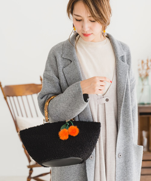 ZAKKA-BOX（ザッカボックス）の「モコモコミニバンブーバスケット（ハンドバッグ・レディース・ブラック/アイボリー/モカ・FREE）」の2枚目の写真