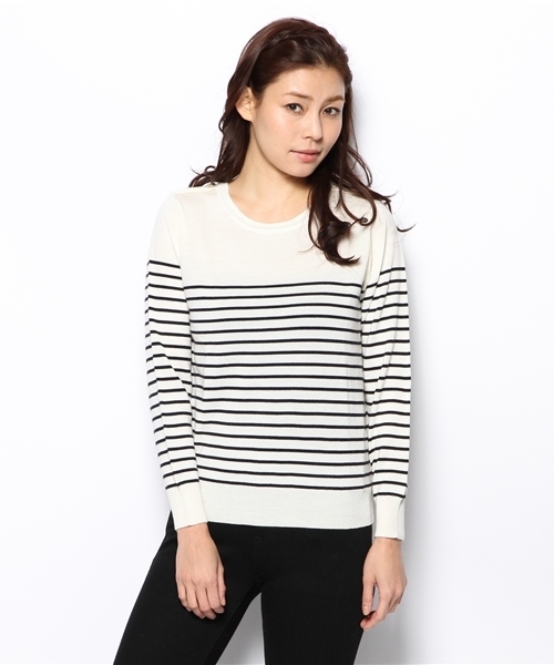 BEAMS LIGHTS Women's（ビームスライツ ウィメンズ）の「□BEAMS LIGHTS / ショルダーボタン ボーダープルオーバー（ニット/セーター・レディース・ブラウン系その他/ネイビー・ONE SIZE）」の10枚目の写真