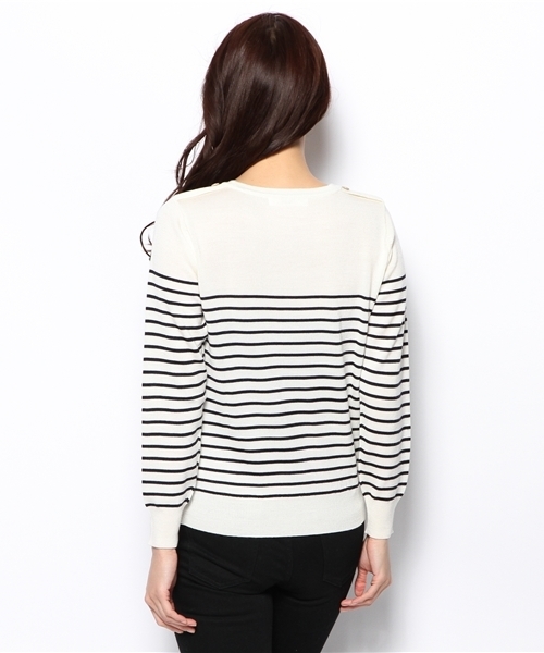 BEAMS LIGHTS Women's（ビームスライツ ウィメンズ）の「□BEAMS LIGHTS / ショルダーボタン ボーダープルオーバー（ニット/セーター・レディース・ブラウン系その他/ネイビー・ONE SIZE）」の5枚目の写真