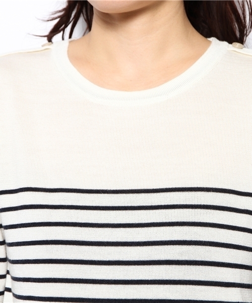 BEAMS LIGHTS Women's（ビームスライツ ウィメンズ）の「□BEAMS LIGHTS / ショルダーボタン ボーダープルオーバー（ニット/セーター・レディース・ブラウン系その他/ネイビー・ONE SIZE）」の6枚目の写真