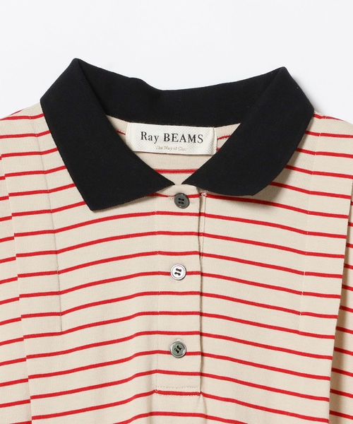 Ray BEAMS（レイビームス）の「Ray BEAMS / ボーダー フレア ポロ ワンピース（ワンピース・レディース・ベージュ/ネイビー/ブルー・ONE SIZE）」の10枚目の写真