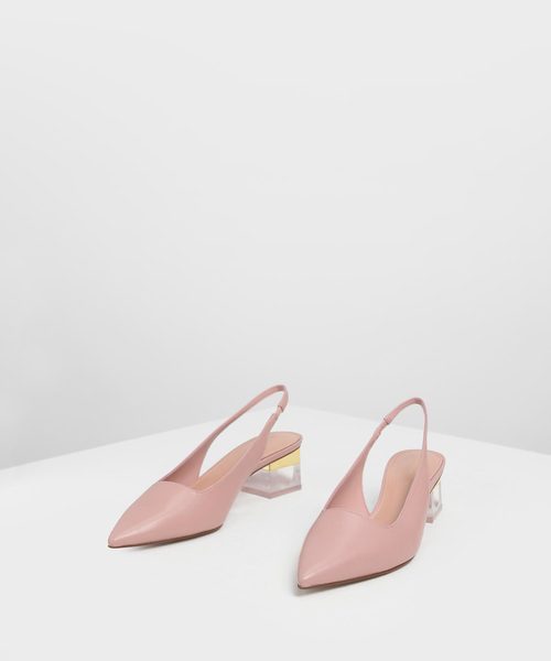 CHARLES & KEITH(チャールズ & キース)の「アクセントルーサイトヒールスライダー / Accented Lucite Heel Slingbacks(サンダル・レディース・ブラック/アイボリー・22.5cm/23cm/23.5cm/24.5cm/25cm)」の10枚目の写真