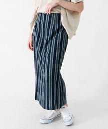 【vingtrois】ハイウエストマルチストライプタイトスカート