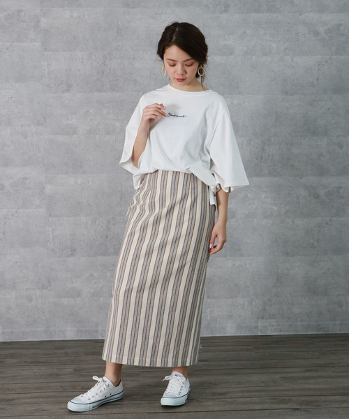 vingtrois（バントロア）の「【vingtrois】ハイウエストマルチストライプタイトスカート（スカート・レディース・ベージュ/ネイビー/キャメル・M）」の13枚目の写真