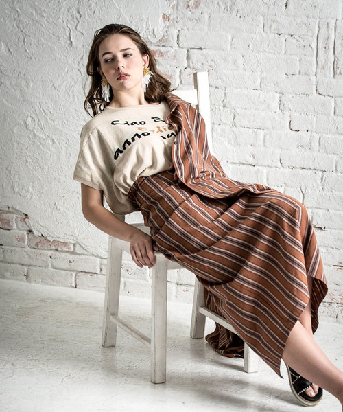 vingtrois（バントロア）の「【vingtrois】ハイウエストマルチストライプタイトスカート（スカート・レディース・ベージュ/ネイビー/キャメル・M）」の8枚目の写真