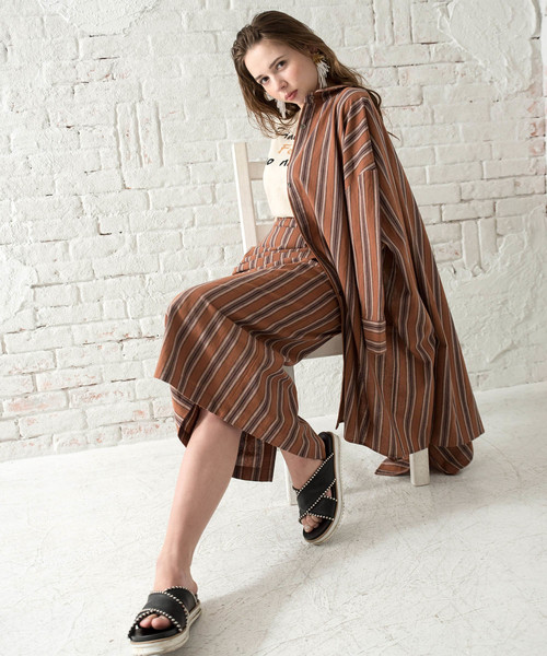 vingtrois（バントロア）の「【vingtrois】ハイウエストマルチストライプタイトスカート（スカート・レディース・ベージュ/ネイビー/キャメル・M）」の14枚目の写真