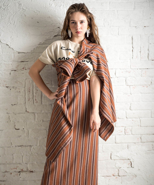 vingtrois（バントロア）の「【vingtrois】ハイウエストマルチストライプタイトスカート（スカート・レディース・ベージュ/ネイビー/キャメル・M）」の12枚目の写真