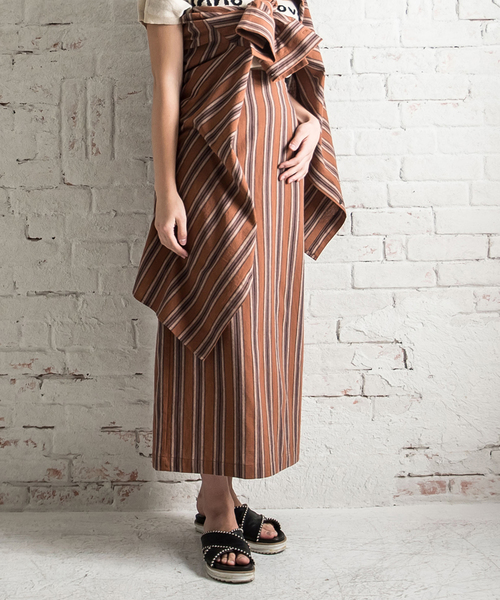 vingtrois（バントロア）の「【vingtrois】ハイウエストマルチストライプタイトスカート（スカート・レディース・ベージュ/ネイビー/キャメル・M）」の5枚目の写真