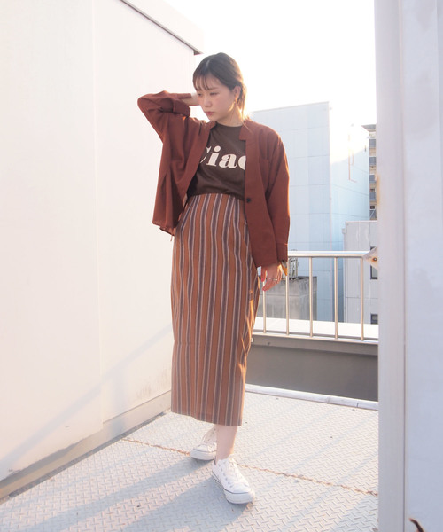 vingtrois（バントロア）の「【vingtrois】ハイウエストマルチストライプタイトスカート（スカート・レディース・ベージュ/ネイビー/キャメル・M）」の20枚目の写真