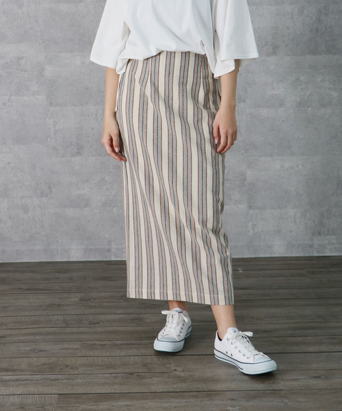 vingtrois（バントロア）の「【vingtrois】ハイウエストマルチストライプタイトスカート（スカート・レディース・ベージュ/ネイビー/キャメル・M）」の19枚目の写真