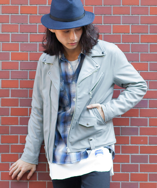 MONKEY TIME（モンキータイム）の「MT∴ シープレザー ニュールック ダブル ライダースジャケット◇§（ライダースジャケット・メンズ・ブラック/グレー・SMALL/MEDIUM/LARGE/X-LARGE）」の2枚目の写真