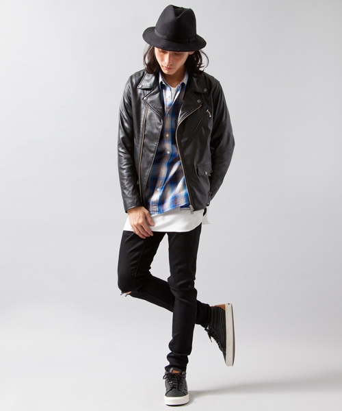 MONKEY TIME（モンキータイム）の「MT∴ シープレザー ニュールック ダブル ライダースジャケット◇§（ライダースジャケット・メンズ・ブラック/グレー・SMALL/MEDIUM/LARGE/X-LARGE）」の8枚目の写真