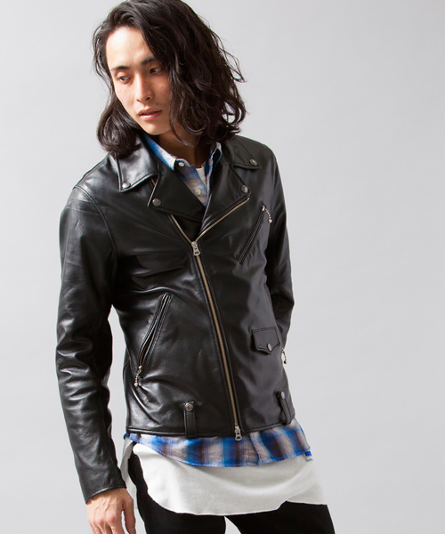 MONKEY TIME（モンキータイム）の「MT∴ シープレザー ニュールック ダブル ライダースジャケット◇§（ライダースジャケット・メンズ・ブラック/グレー・SMALL/MEDIUM/LARGE/X-LARGE）」の9枚目の写真