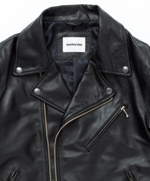 MONKEY TIME（モンキータイム）の「MT∴ シープレザー ニュールック ダブル ライダースジャケット◇§（ライダースジャケット・メンズ・ブラック/グレー・SMALL/MEDIUM/LARGE/X-LARGE）」の14枚目の写真