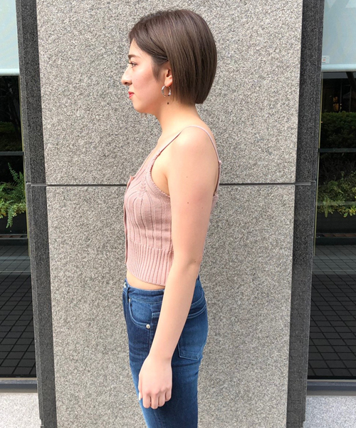 ENVYM（アンビー）の「ショートリブＫＮＩＴキャミ（キャミソール・レディース・ホワイト/ブラック/ベージュ/グレー/カーキ/ピンク・FREE）」の7枚目の写真