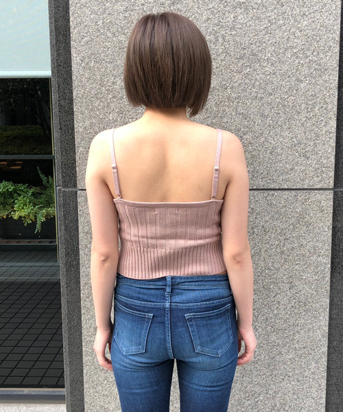 ENVYM（アンビー）の「ショートリブＫＮＩＴキャミ（キャミソール・レディース・ホワイト/ブラック/ベージュ/グレー/カーキ/ピンク・FREE）」の8枚目の写真