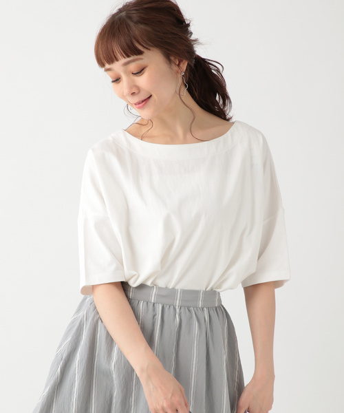 Studio Clip スタディオクリップ の Usaコットンボートネック半袖プルオーバー Web限定プラスサイズ Tシャツ カットソー Wear