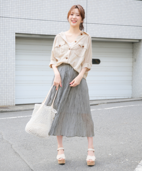 Heather（ヘザー）の「Wポケットコットンシャツ/SS　841909（シャツ/ブラウス・レディース・ホワイト/ベージュ/ピンク・FREE）」の15枚目の写真