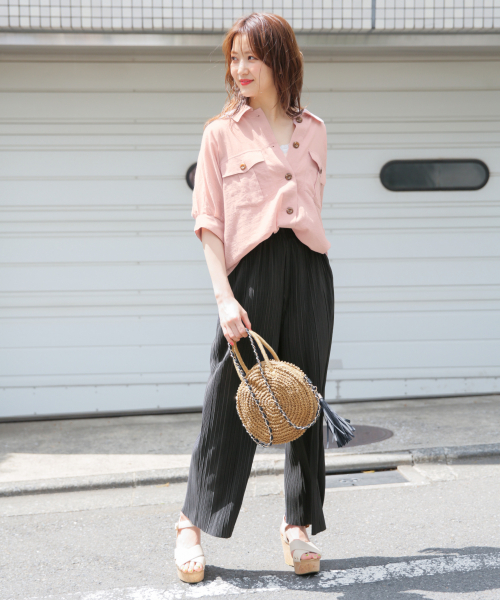 Heather（ヘザー）の「Wポケットコットンシャツ/SS　841909（シャツ/ブラウス・レディース・ホワイト/ベージュ/ピンク・FREE）」の14枚目の写真