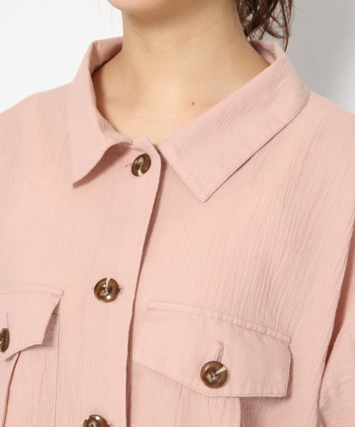 Heather（ヘザー）の「Wポケットコットンシャツ/SS　841909（シャツ/ブラウス・レディース・ホワイト/ベージュ/ピンク・FREE）」の11枚目の写真