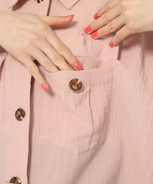 Heather（ヘザー）の「Wポケットコットンシャツ/SS　841909（シャツ/ブラウス・レディース・ホワイト/ベージュ/ピンク・FREE）」の7枚目の写真