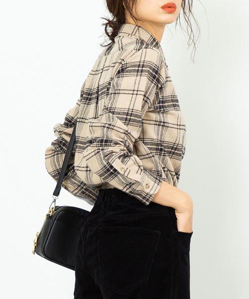 coen（コーエン）の「インディアンコットンネルシャツ（シャツ/ブラウス・レディース・ベージュ/ネイビー/グレー・LARGE/MEDIUM）」の2枚目の写真