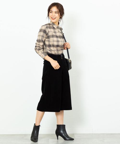 coen（コーエン）の「インディアンコットンネルシャツ（シャツ/ブラウス・レディース・ベージュ/ネイビー/グレー・LARGE/MEDIUM）」の7枚目の写真