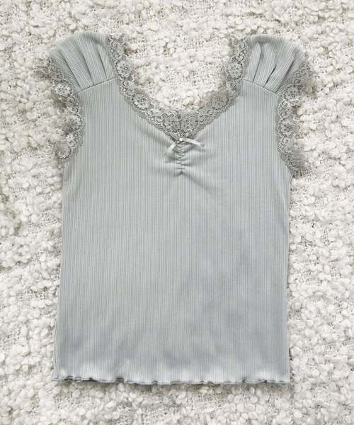 one after another NICE CLAUP（ワンアフターアナザーナイスクラップ）の「リボン付きレースインナー（タンクトップ・レディース・ベージュ/ブラウン/オフホワイト/ミント/ボルドー・FREE）」の4枚目の写真