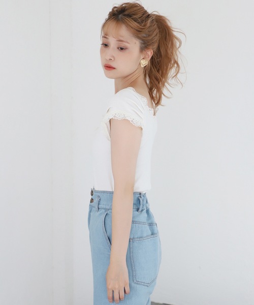 one after another NICE CLAUP（ワンアフターアナザーナイスクラップ）の「リボン付きレースインナー（タンクトップ・レディース・ベージュ/ブラウン/オフホワイト/ミント/ボルドー・FREE）」の14枚目の写真