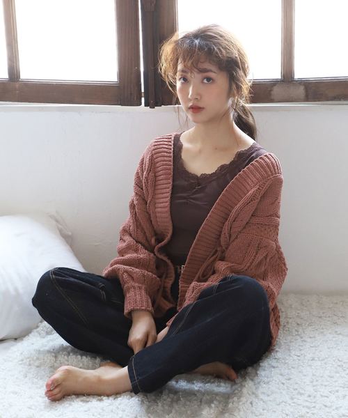 one after another NICE CLAUP（ワンアフターアナザーナイスクラップ）の「リボン付きレースインナー（タンクトップ・レディース・ベージュ/ブラウン/オフホワイト/ミント/ボルドー・FREE）」の20枚目の写真