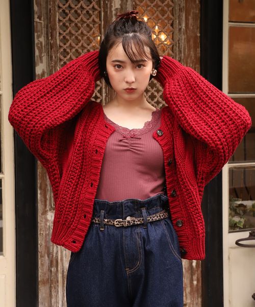 one after another NICE CLAUP（ワンアフターアナザーナイスクラップ）の「リボン付きレースインナー（タンクトップ・レディース・ベージュ/ブラウン/オフホワイト/ミント/ボルドー・FREE）」の8枚目の写真