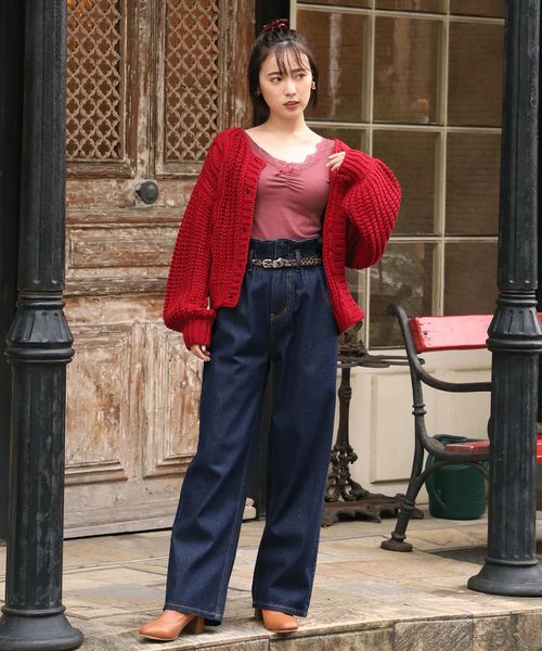 one after another NICE CLAUP（ワンアフターアナザーナイスクラップ）の「リボン付きレースインナー（タンクトップ・レディース・ベージュ/ブラウン/オフホワイト/ミント/ボルドー・FREE）」の9枚目の写真