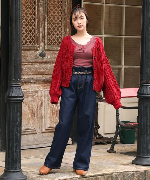 one after another NICE CLAUP（ワンアフターアナザーナイスクラップ）の「リボン付きレースインナー（タンクトップ・レディース・ベージュ/ブラウン/オフホワイト/ミント/ボルドー・FREE）」の10枚目の写真