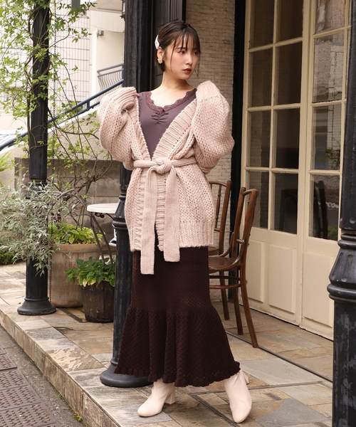 one after another NICE CLAUP（ワンアフターアナザーナイスクラップ）の「リボン付きレースインナー（タンクトップ・レディース・ベージュ/ブラウン/オフホワイト/ミント/ボルドー・FREE）」の12枚目の写真